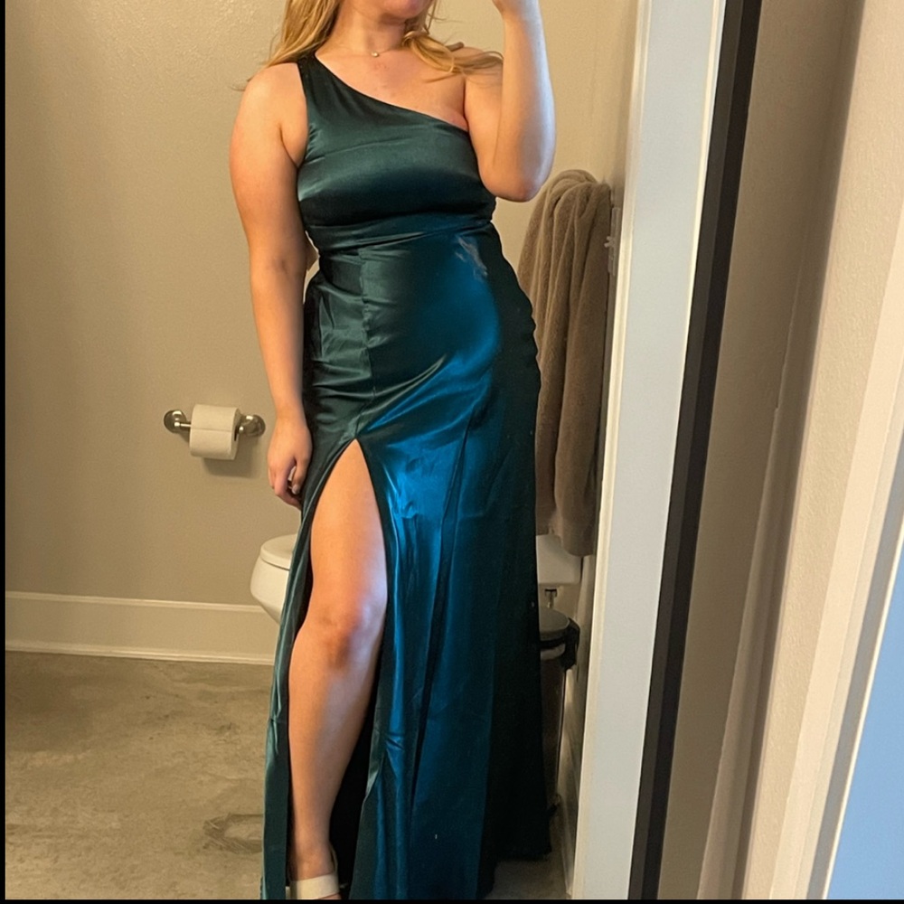 Birdy Grey Green One Shoulder Gown